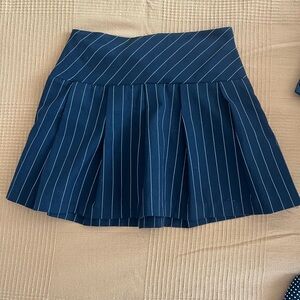H&M Dark Blue Striped A-Line Skirt